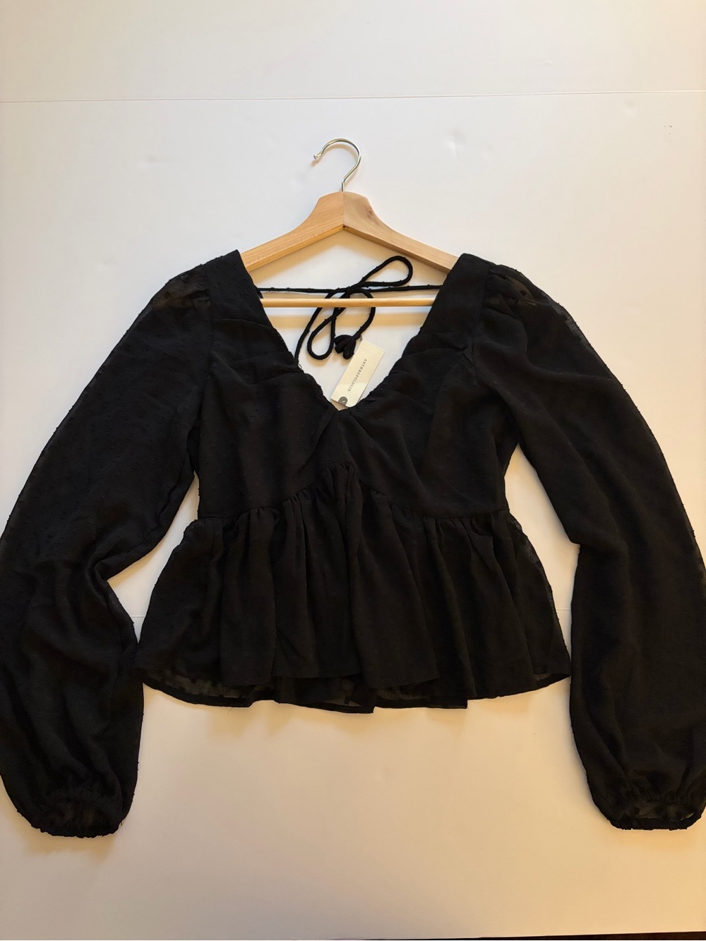 NWT! Anthropologie Black V-Neck Peplum Blouse